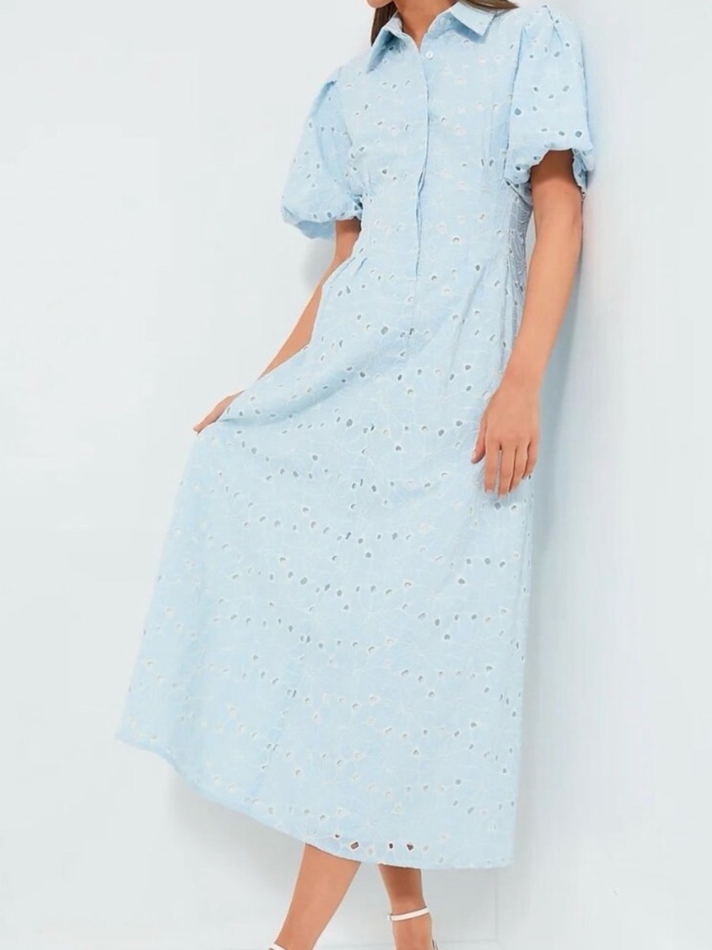 Light Blue Tuckernuck Eyelet Delaney Midi Dress